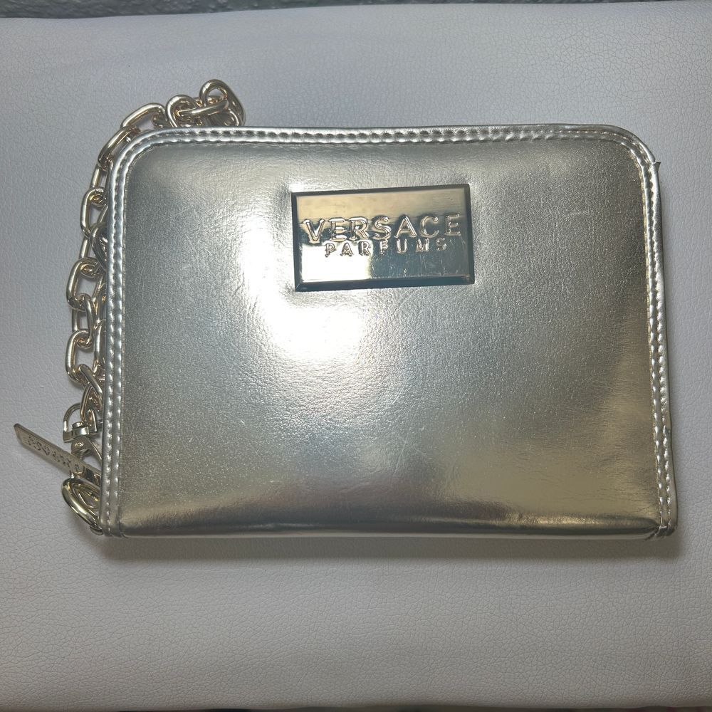 Versace Gold Clutch with Chain Detail